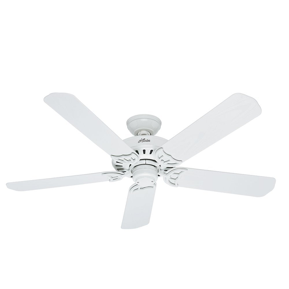 Hunter Fan® 53125 Bridgeport™ Outdoor Ceiling Fan w/ 5 Plastic Blades, White, 52"