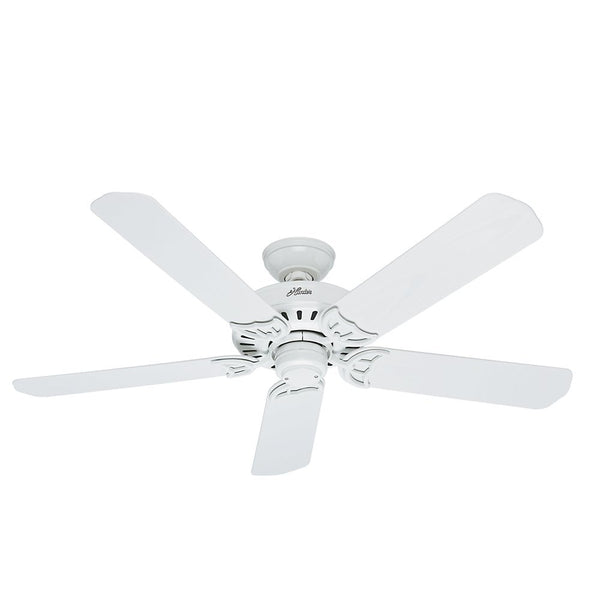 Hunter Fan® 53125 Bridgeport™ Outdoor Ceiling Fan w/ 5 Plastic Blades, White, 52"