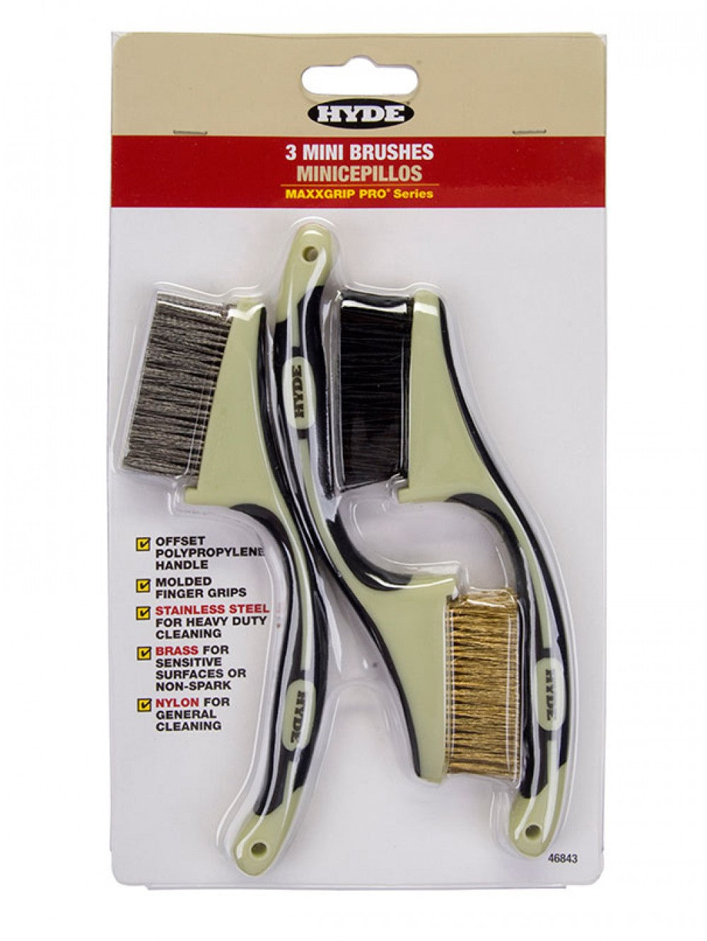 Hyde® 46843 MaxxGrip Pro® Mini Stripping & Scrub Wire Brush, 3-Pack