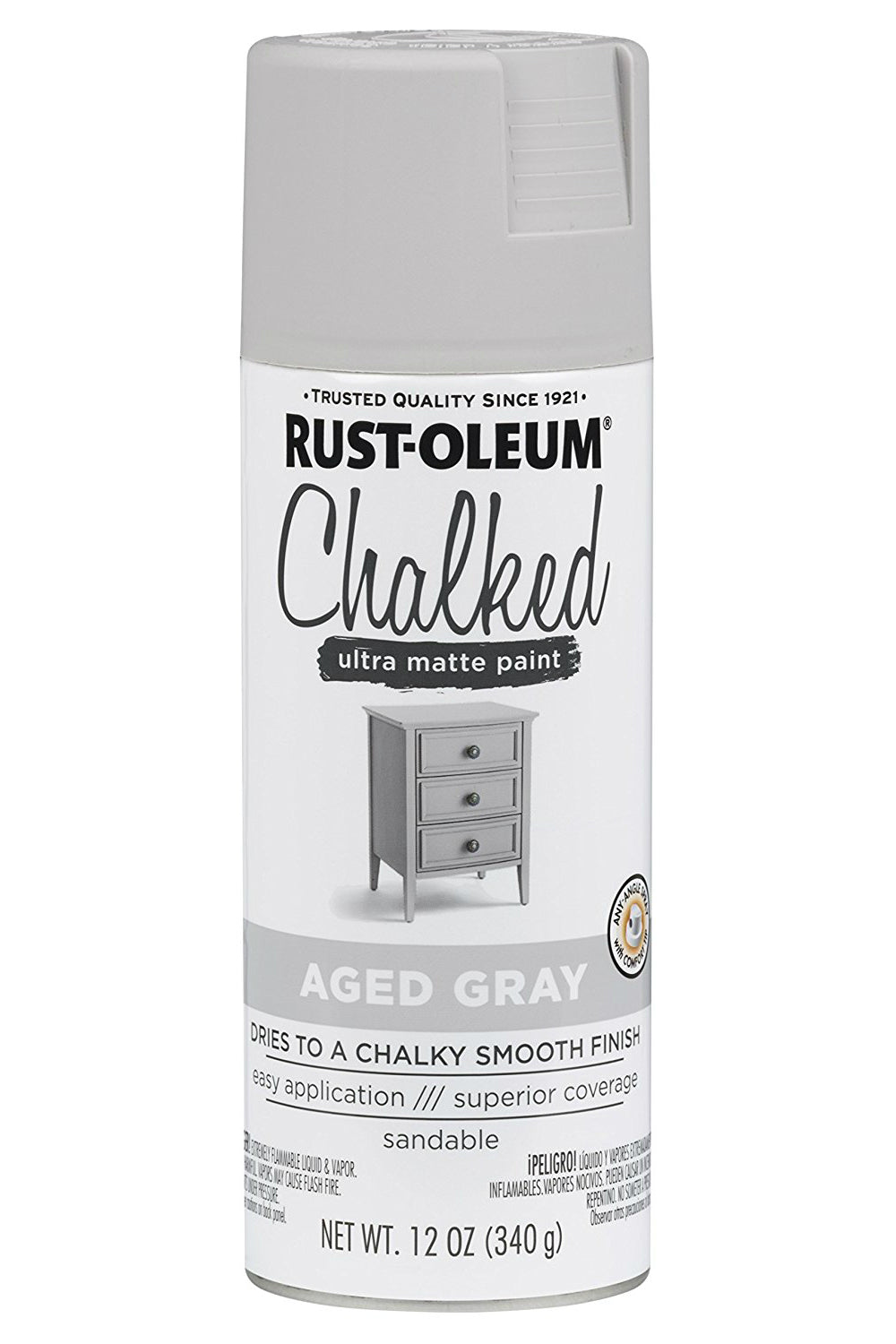 Rust-Oleum® 302592 Chalked Ultra Matte Spray Paint, Aged Gray, 12 Oz