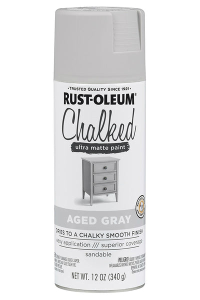 Rust-Oleum® 302592 Chalked Ultra Matte Spray Paint, Aged Gray, 12 Oz