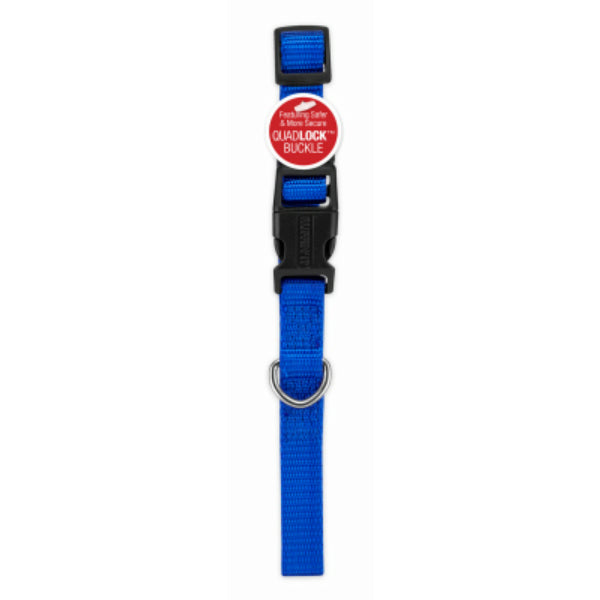 Pet Expert 31867TV Nylon Dog Collar with Quadlock™ Buckle, Blue, 5/8" x 10-16"