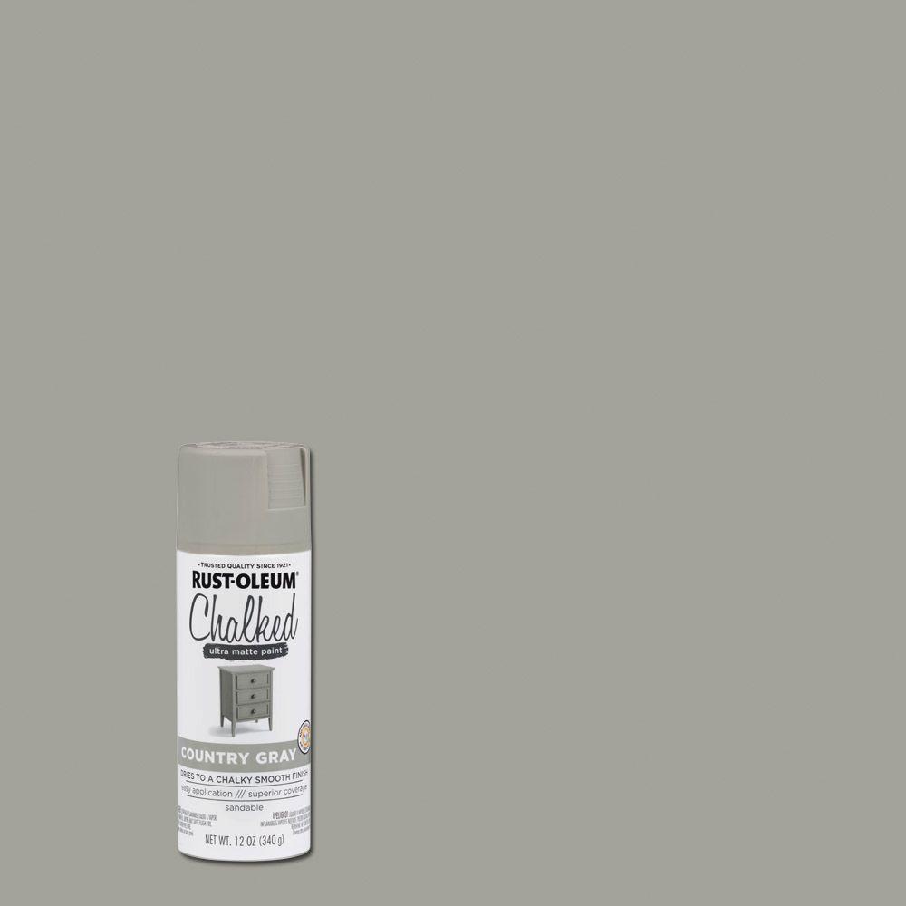 Rust-Oleum® 302593 Chalked Ultra Matte Spray Paint, Country Gray, 12 Oz