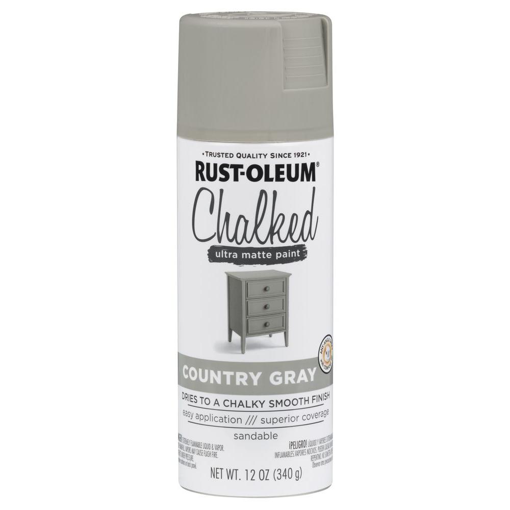 Rust-Oleum® 302593 Chalked Ultra Matte Spray Paint, Country Gray, 12 Oz