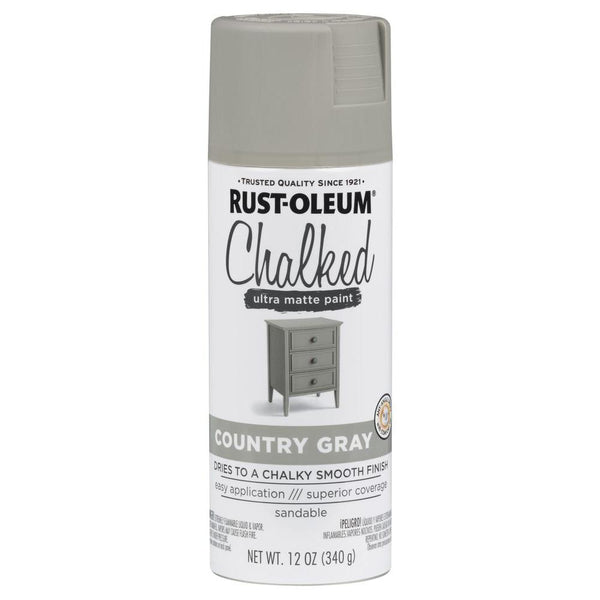Rust-Oleum® 302593 Chalked Ultra Matte Spray Paint, Country Gray, 12 Oz