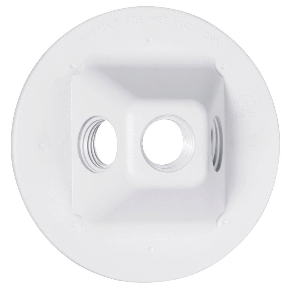 Hubbell Bell® PLV330WH Round Weatherproof Cluster Cover with 3 Outlets, White