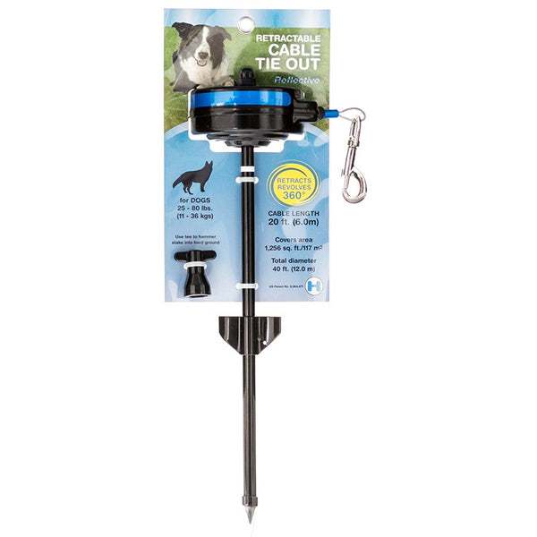 Lixit® 30-8401-006 Retractable Cable Tie Out with Stake for Dogs 25-80 Lb, Medium