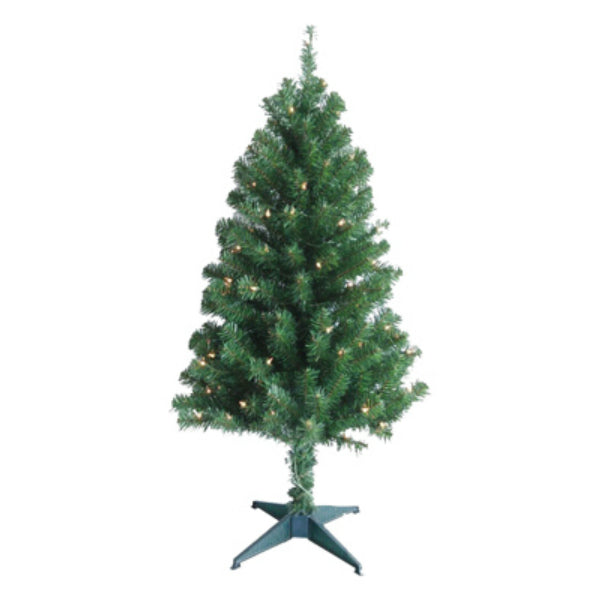 Puleo 236-T7132-40C1 PVC Artificial Christmas Tree 4', Green, 100 Clear Lights