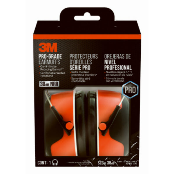 3M 90565-4DC-PS Pro-Grade Earmuff with Adjustable Headband, 30db NRR