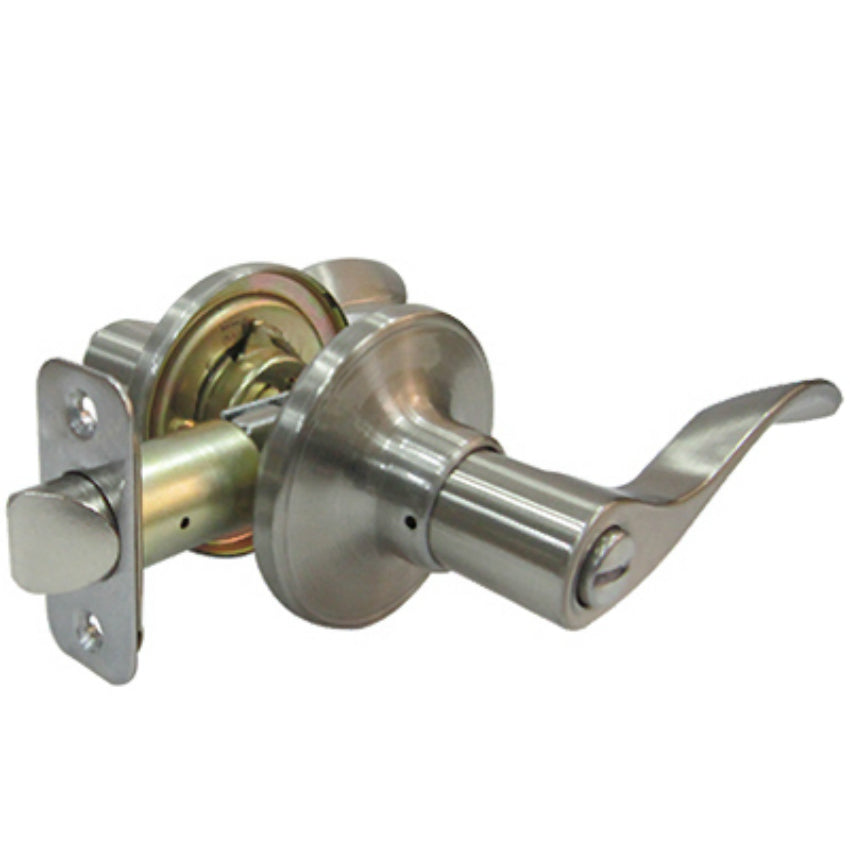 Taiwan Fu Hsing LB6X201B Reversible Bergamo Wave Lever Privacy Lockset, Satin Nickel