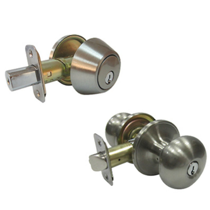 Taiwan Fu Hsing BFX2L1B-KA3 Medium Mushroom Style Combo Lock Pack, Satin Nickel