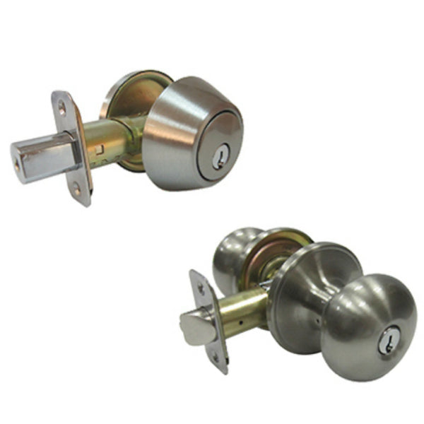 Taiwan Fu Hsing BFX2L1B-KA3 Medium Mushroom Style Combo Lock Pack, Satin Nickel