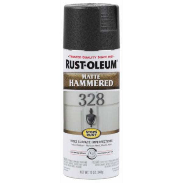Rust-Oleum® 300607 Stops Rust® Hammered Spray Paint, Matte Black, 12 Oz