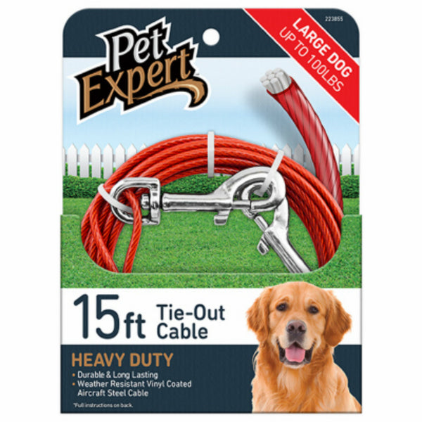 Pet Expert® PE223855 Heavy-Weight Steel Aircraft Dog Tie Out Cable, 15'