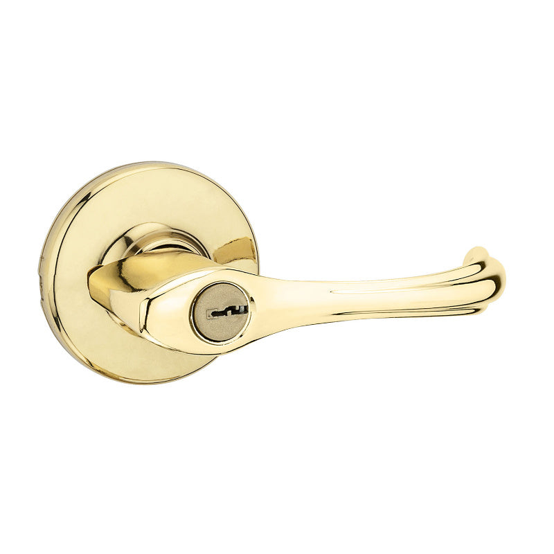 Kwikset® 94050-547 Security Dorian Keyed Entry Lever, Polished Brass