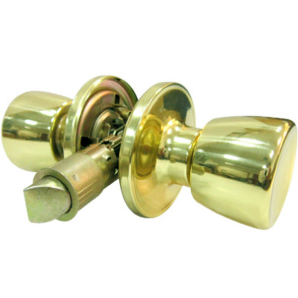 Taiwan Fu Hsing TS730B-MH Tulip Style Knob Mobile Home Passage Lockset, Polished Brass
