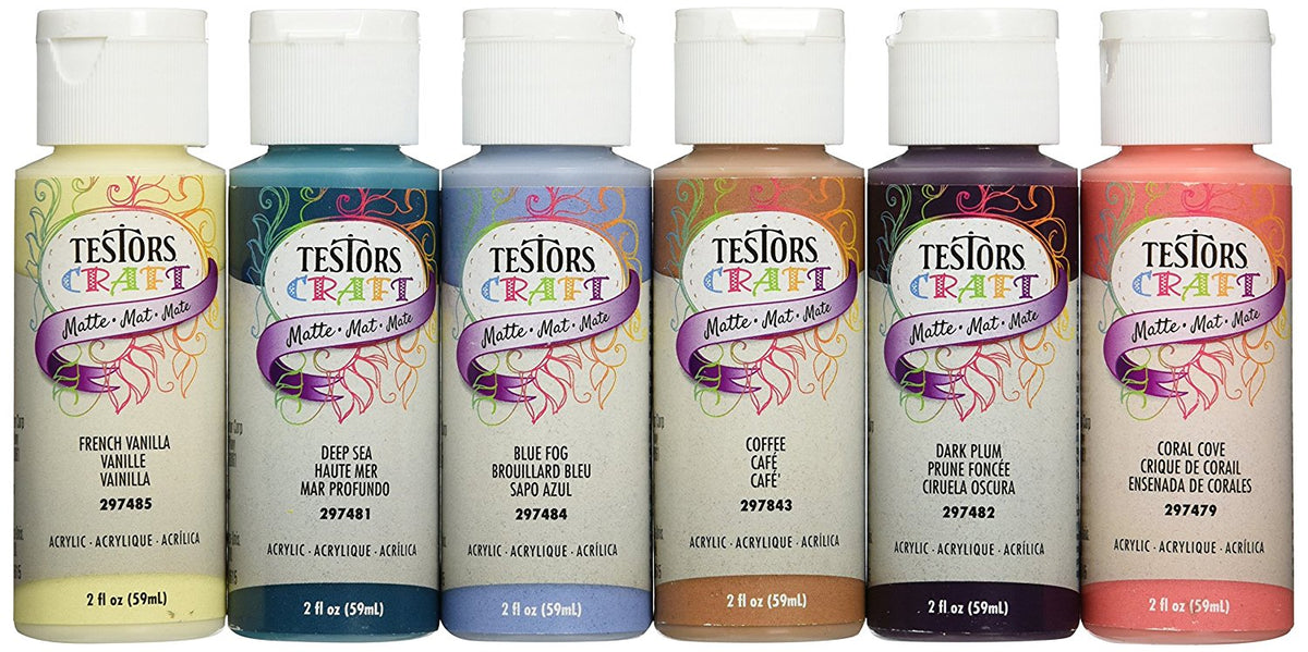 Testors® 297582 Matte Acrylic Craft Paint Set, 2 Oz, 6-Pack