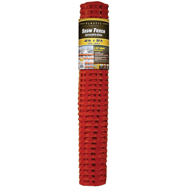 Gilbert & Bennett® 889220A Plastic Snow Fence, Orange, 1-1/4" Mesh, 4' x 50'