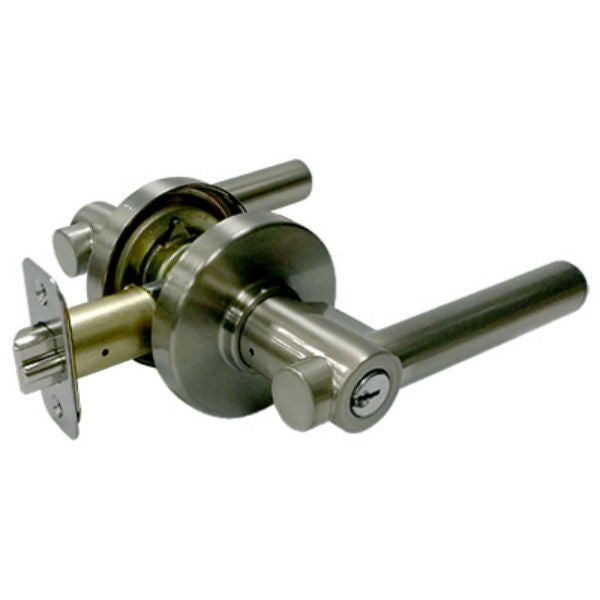 Taiwan Fu Hsing LP2X200C-KA2 Reversible Basel Round Entry Lever Lockset, Satin Nickel