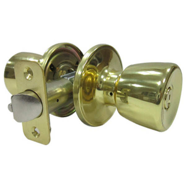 Taiwan Fu Hsing TS700B-KD Tulip Style Knob Entry Lockset w/5-Pin Cylinder, Polish Brass