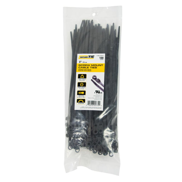 Gardner Bender® CTSM8-50100UVB Screw Mount Cable Tie, UV Black, 8", 100-Pack