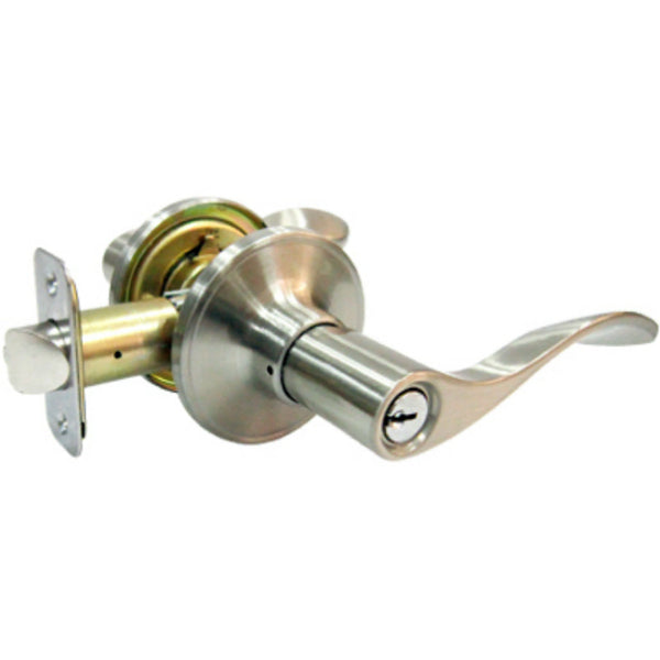 Taiwan Fu Hsing LB6X200B-KA2 Reversible Bergamo Wave Entry Lever Lockset, Satin Nickel