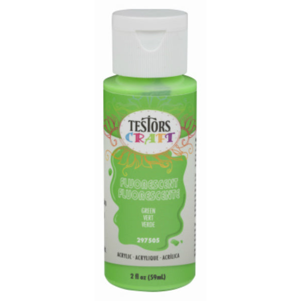 Testors® 297505 Acrylic Craft Paint, Fluorescent Green, 2 Oz