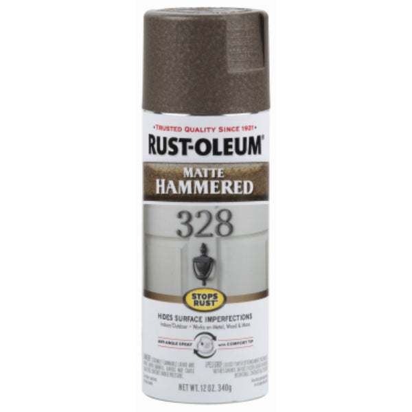 Rust-Oleum® 314418 Stops Rust® Matte Hammered Spray Paint, Brown, 12 Oz