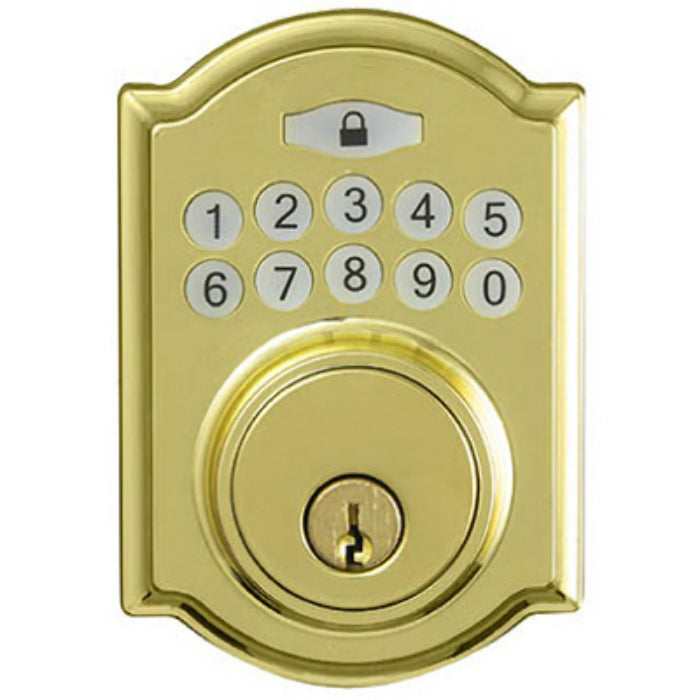 Taiwan Fu Hsing GA77D01AA-KD Castle Electronic Deadbolt with 2 Keys, Polished Brass