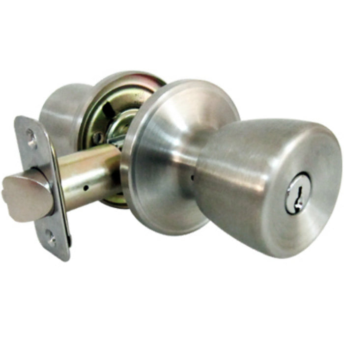 Taiwan Fu Hsing TS600B-KA3 Medium Tulip Style Knob Entry Lockset, Stainless Steel