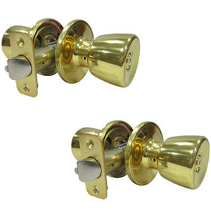 Taiwan Fu Hsing TS700BD-KD Tulip Entry Twin Pack w/ 5 Pin Cylinder, Polish Brass