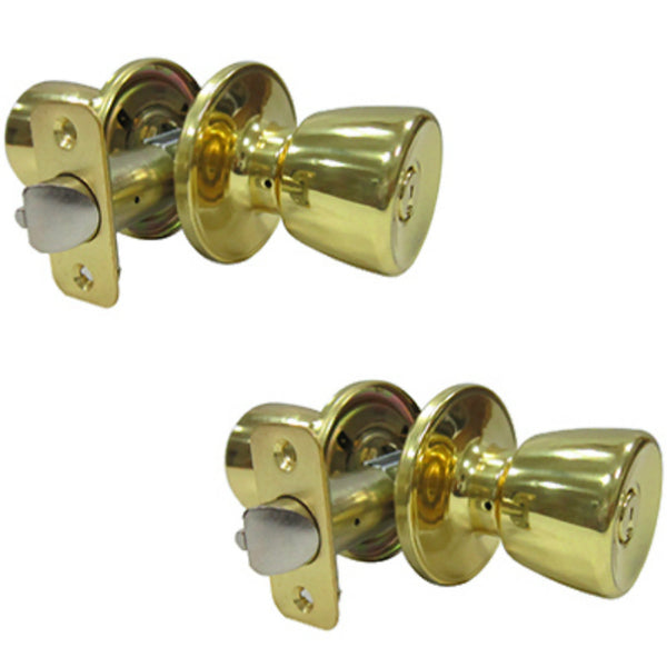 Taiwan Fu Hsing TS700BD-KD Tulip Entry Twin Pack w/ 5 Pin Cylinder, Polish Brass