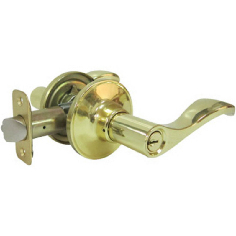 Taiwan Fu Hsing LYE700B-KA2 Reversible Naples Entry Lever Lockset, Polished Brass