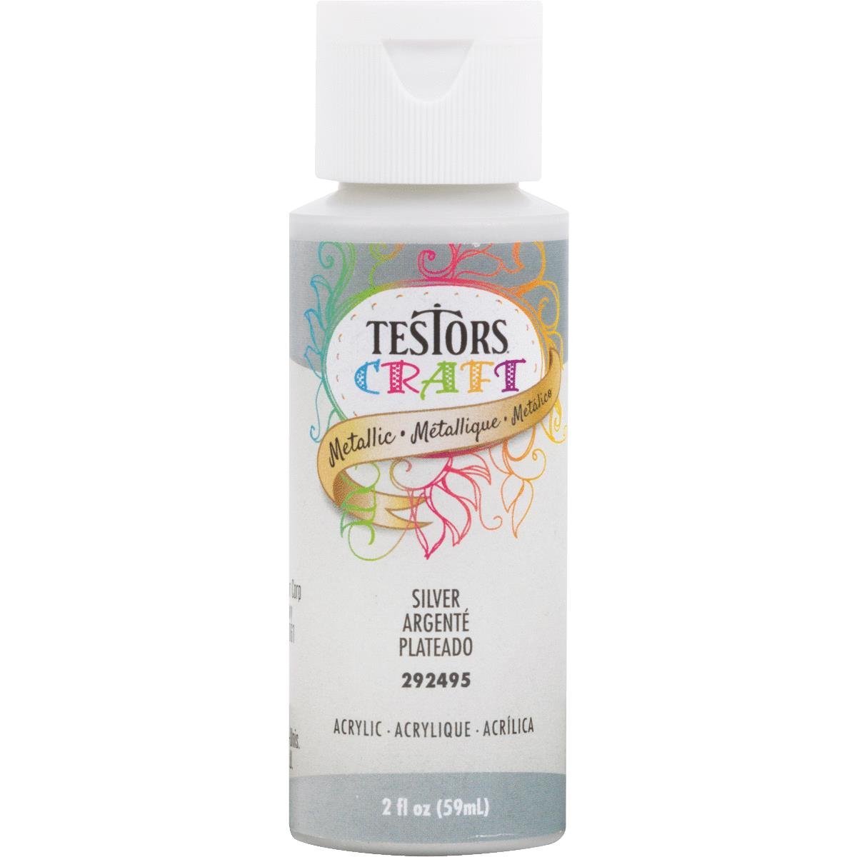 Testors® 292495A Metallic Acrylic Craft Paint, Silver, 2 Oz
