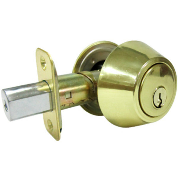 Taiwan Fu Hsing DL72-KA3Z Double Cylinder Deadbolt w/ 5 Pin Cylinder, Polished Brass