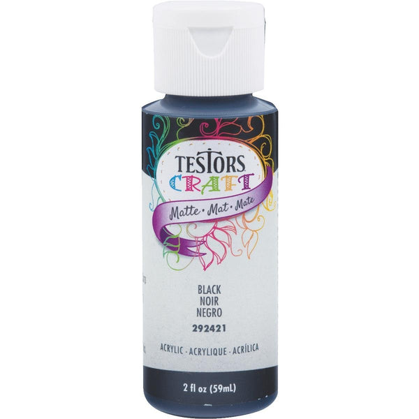 Testors® 292421A Matte Acrylic Craft Paint, Black, 2 Oz