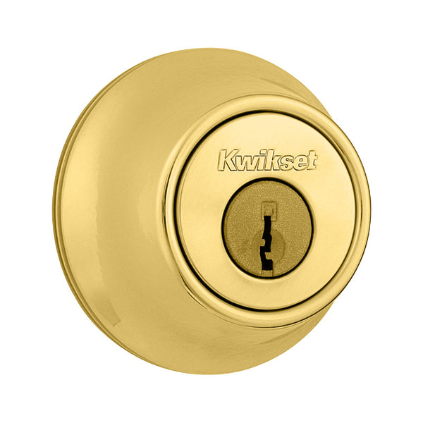 Kwikset® 96600-675 Security Single Cylinder Deadbolt, Polished Brass