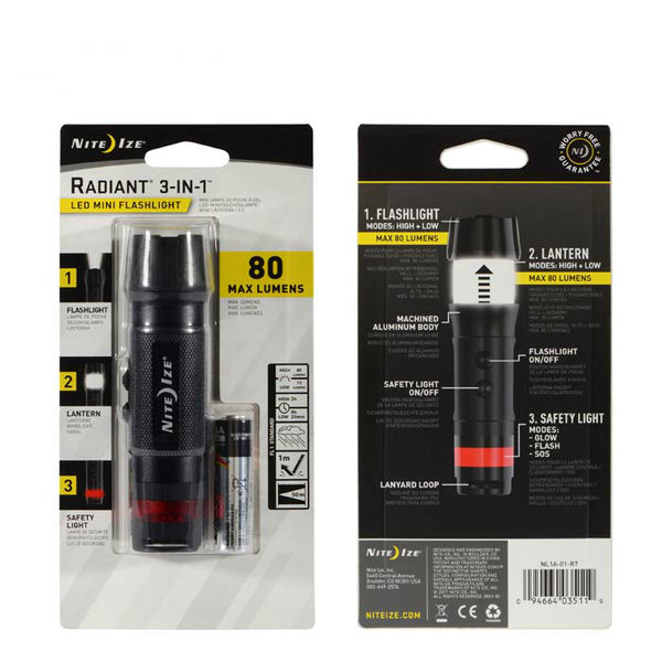 Nite Ize® NL1A-01-R7 Radiant® 3-in-1 LED Mini Flashlight, Black