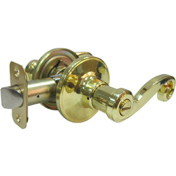 Taiwan Fu Hsing L6701BZ Reversible Scroll Privacy Lockset, Polished Brass