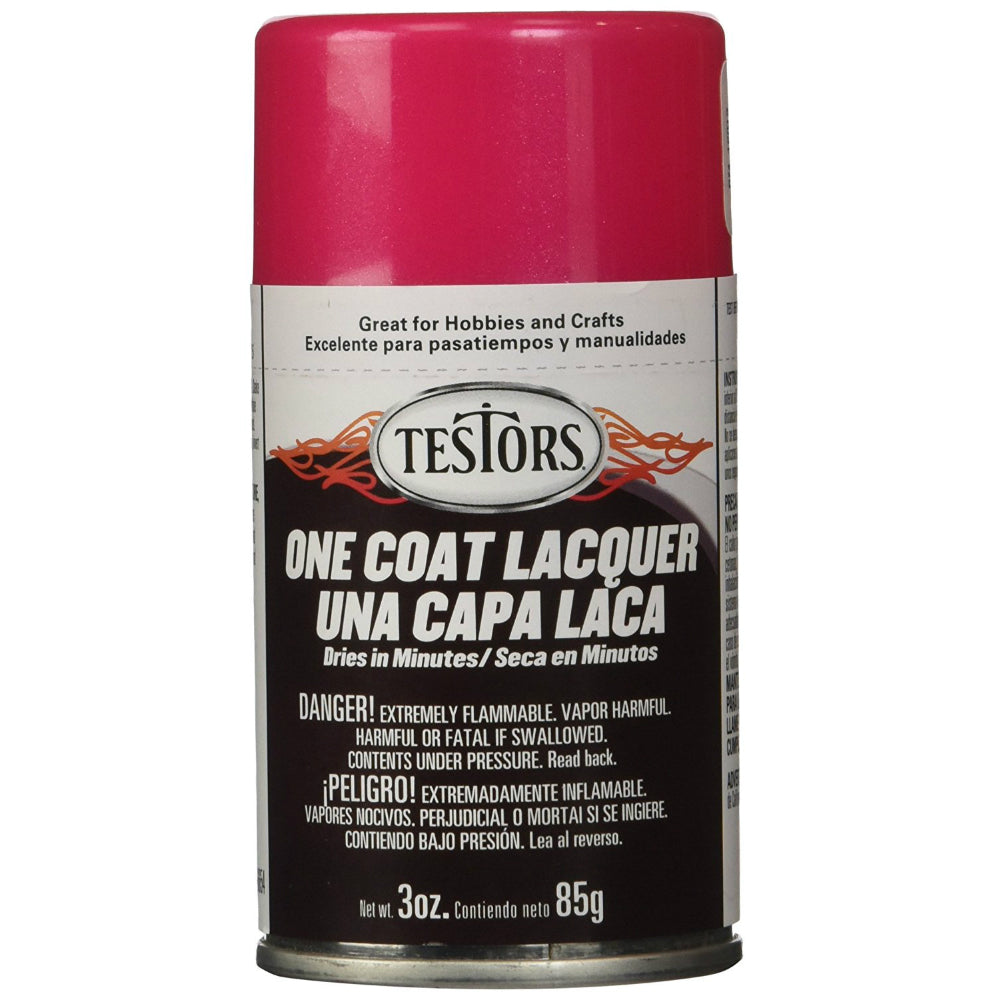 Testors® 1841MT Gloss One Coat Lacquer Sprays, Electric Pink, 3 Oz