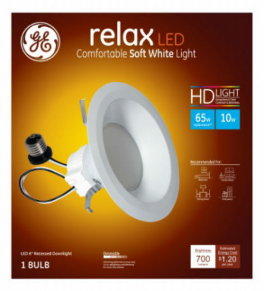 GE® 68578 Relax™ Dimmable RS6 Shape LED Light Bulb Reflector Kit, White, 10W