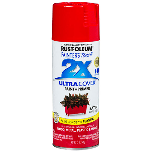 Rust-Oleum® 315396 Painter's Touch® 2X Ultra Cover Satin Spray, Apple Red, 12 Oz