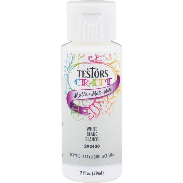 Testors® 292430A Matte Acrylic Craft Paint, White, 2 Oz