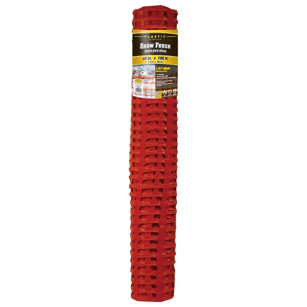 Gilbert & Bennett® 889225A Plastic Snow Fence, Orange, 1.75" Mesh, 4' x 100'
