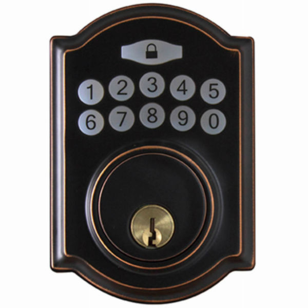 Taiwan Fu Hsing GA7X7D01AA-KD Castle Electronic Deadbolt with 2 Keys, Aged Bronze