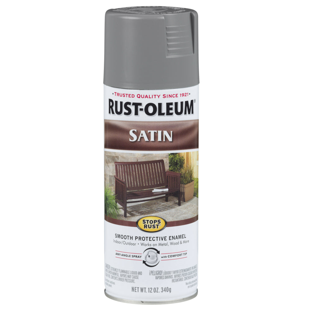 Rust-Oleum® 312819 Stops Rust® Satin Protective Enamel Spray, Coastal Gray, 12 Oz