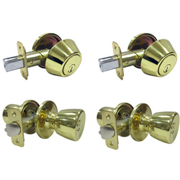 Taiwan Fu Hsing BS7L1BD-KD Tulip Project Lock Pack, Polished Brass Finish
