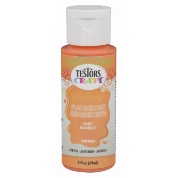 Testors® 297504 Acrylic Craft Paint, Fluorescent Orange, 2 Oz
