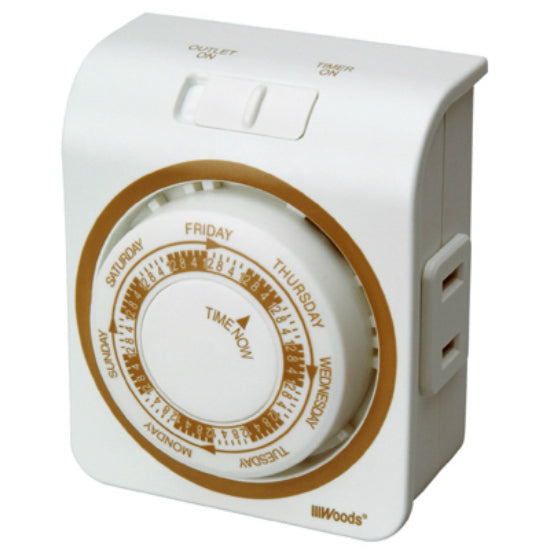 Woods® 50003 Indoor 7-Day Mechanical Vacation Timer, 2-Conductor