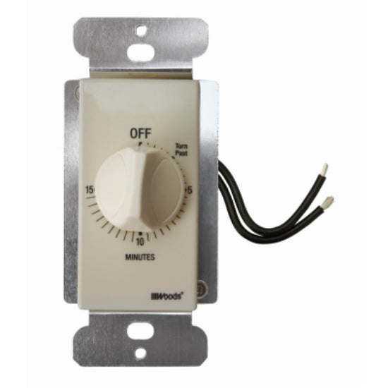 Woods® 59712 Indoor In Wall Spring Wound Timer, 15 Minute, Light Almond